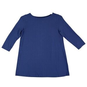 J Jill Shirt Small Womens Blue‎ Oversized Tee Basic 3/4-Sleeve Casual Pleated